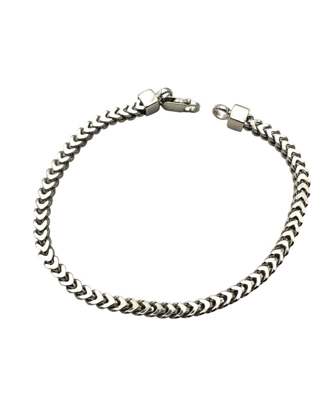 Italy Sterling Silver Chevron Link Chain Bracelet 8 Inch